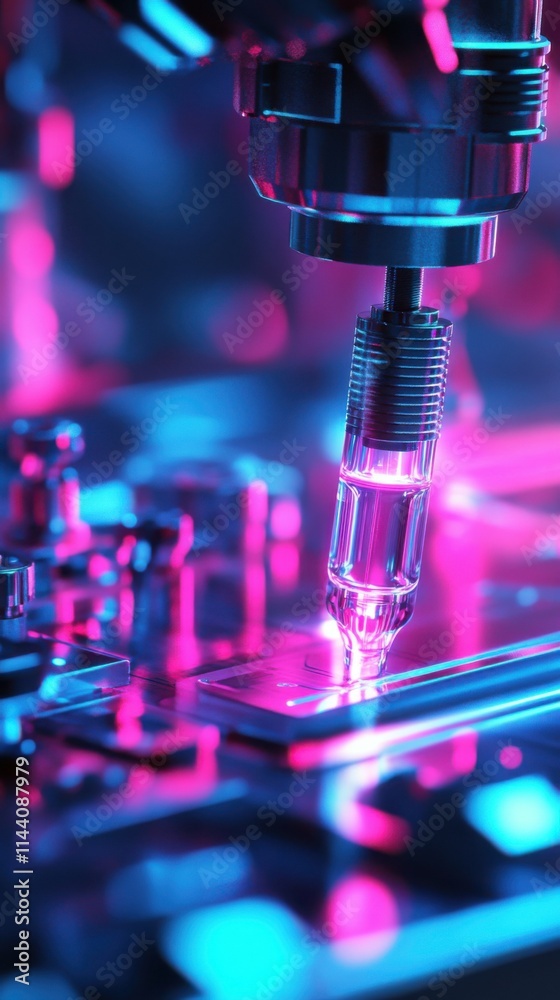 Close-up of precision tools glowing under vibrant lighting in a futuristic lab, symbolic depiction, isolated with a clean background for clarity and artistic rendering. Close-up of precision tools glowing under vibrant lighting in a futuristic lab, symbolic depiction, isolated with a clean background for clarity and artistic rendering.