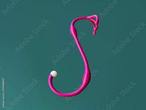 In the picture is a device used to hang things. It is a pink handle that is curved like a pink handle. There is a white cap at the bottom that is curved and pink. The color is very beautiful. photo