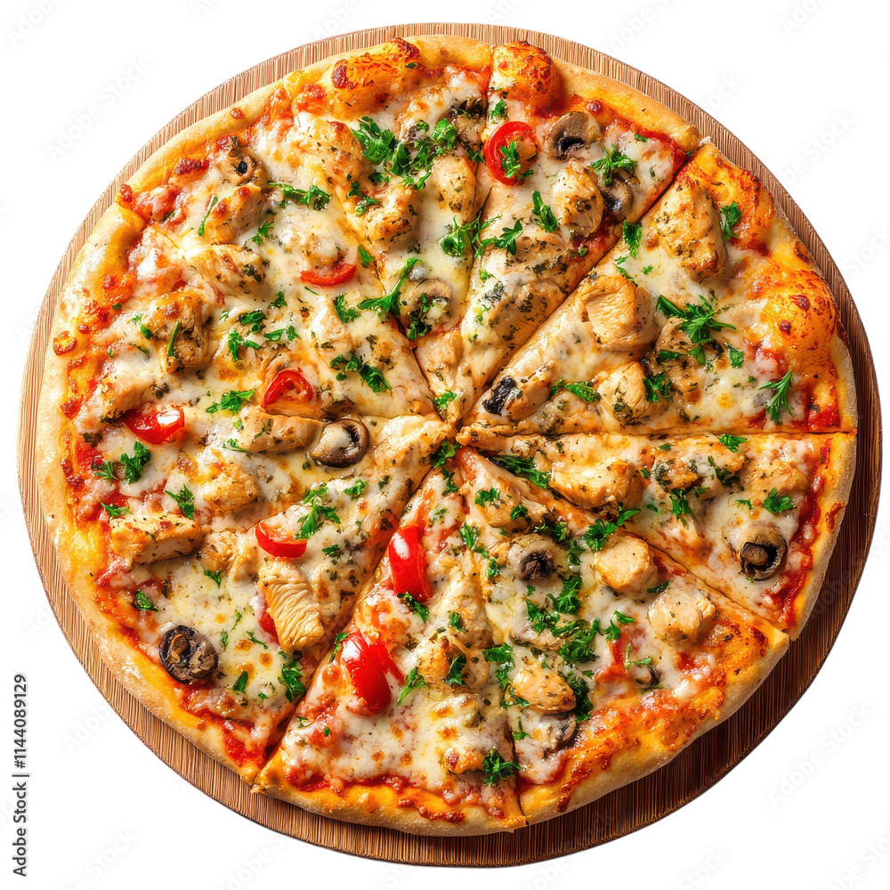 Delicious Chicken Pizza on White Background for Food Lovers Transparent Background Delicious Chicken Pizza on White Background for Food Lovers Transparent Background