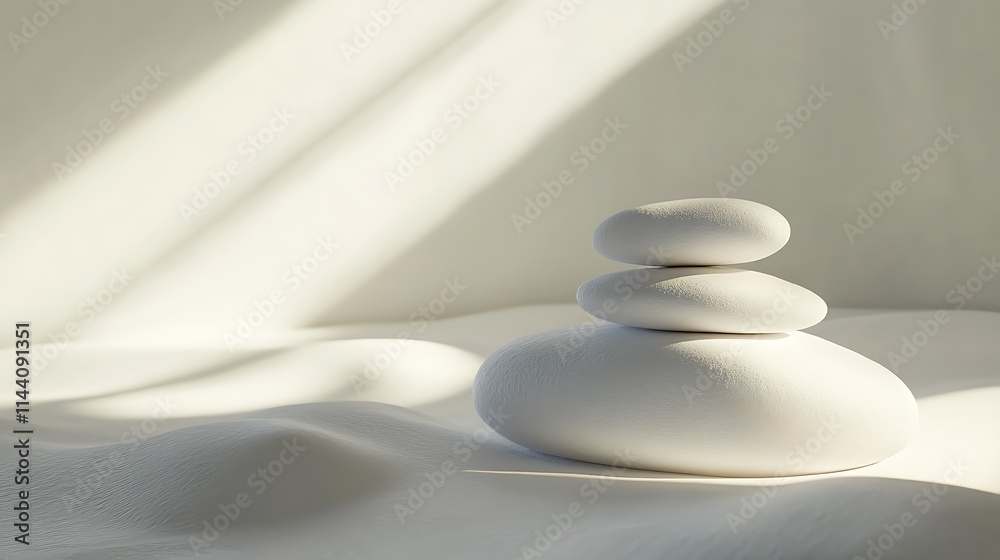 Serene Stacked Stones: A Moment of Calm in Soft Sunlight. AI Generated Serene Stacked Stones: A Moment of Calm in Soft Sunlight. AI Generated
