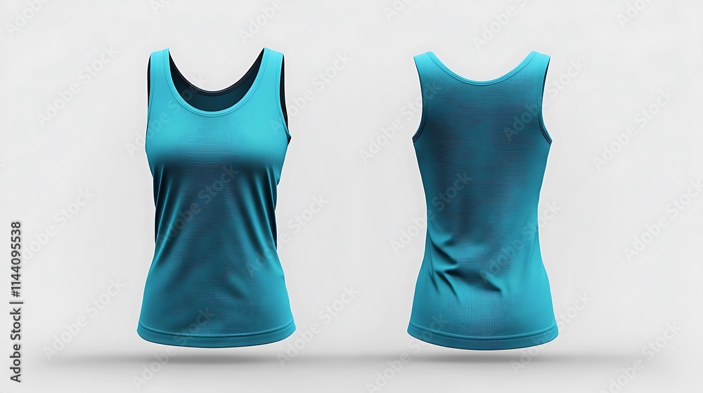 Floating blue tank top mockup 3d render minimalist style. AI Generated Floating blue tank top mockup 3d render minimalist style. AI Generated