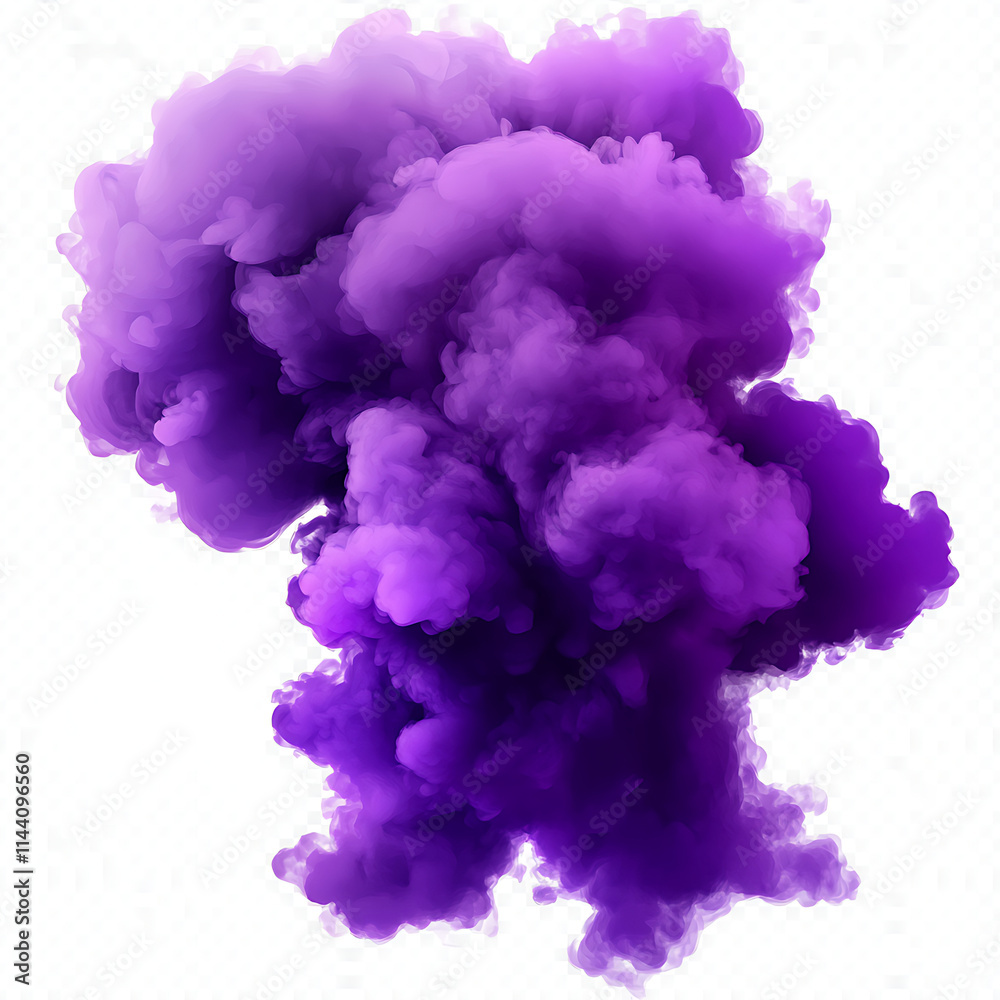 Purple smoke cloud on a white background, vector illustration, PNG transparent background, PNG file with a white border around the purple smoke cloud element. - Image #1 @swan6260
