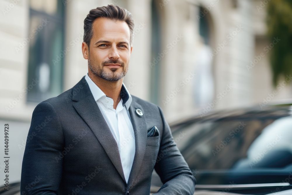 Confident caucasian mature male in professional attire outdoors Confident caucasian mature male in professional attire outdoors