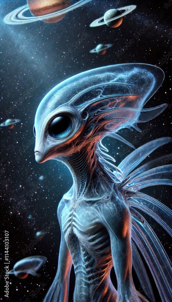 Naklejka premium Imaginary design of aliens using artificial intelligence