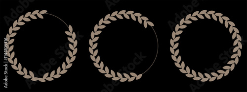 Decorative frame set. Laurel wreaths of victory icons. Vintage Grek circle frame. Ornament luxury frames. Wedding banner, label, card, geometric background. Laurel wreaths frames