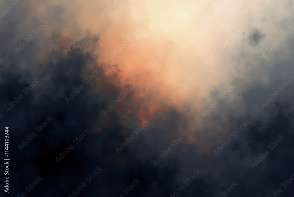 Dark smoke filling sky creating dramatic scene during sunset Dark smoke filling sky creating dramatic scene during sunset