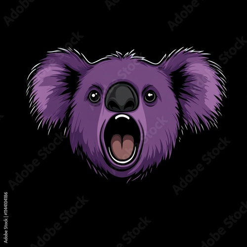 Purple koala bear head illustration. photo