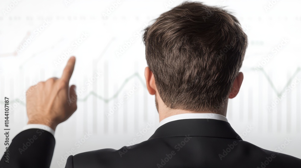 A professional looking at growth charts, indicating success and progress with a raised finger, symbolizing analysis and strategic planning. A professional looking at growth charts, indicating success and progress with a raised finger, symbolizing analysis and strategic planning.