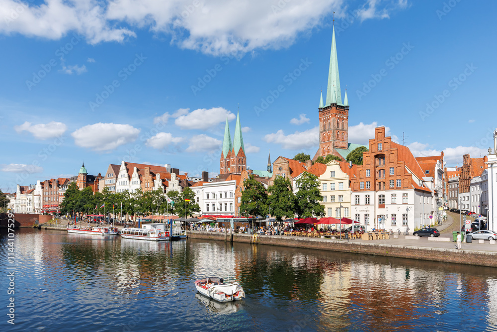 Lübeck's old town with Trave river Hanseatic city of Lübeck in Germany Lübeck's old town with Trave river Hanseatic city of Lübeck in Germany