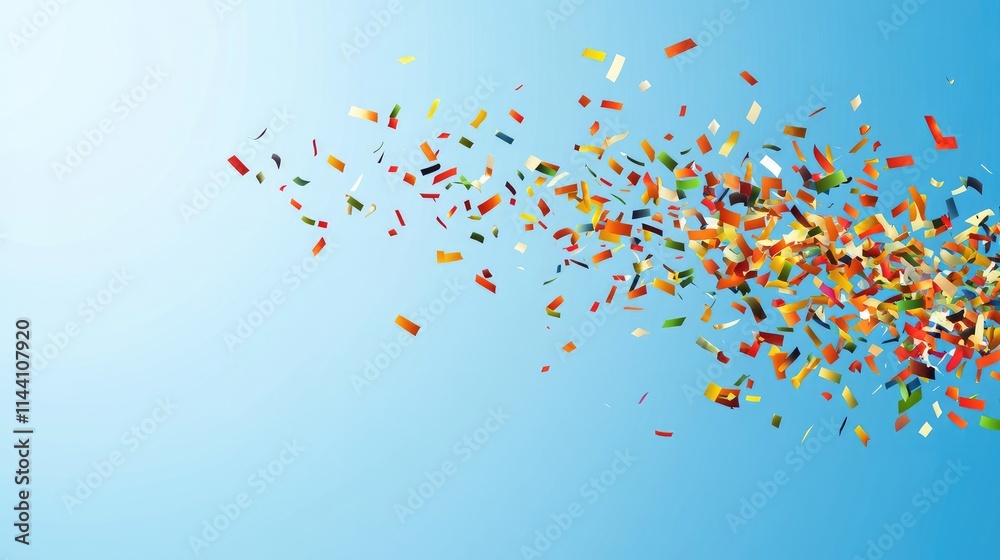 Colorful confetti bursting in a bright blue background for festive celebrations Colorful confetti bursting in a bright blue background for festive celebrations