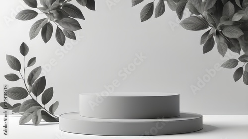 white gray podium product photo display