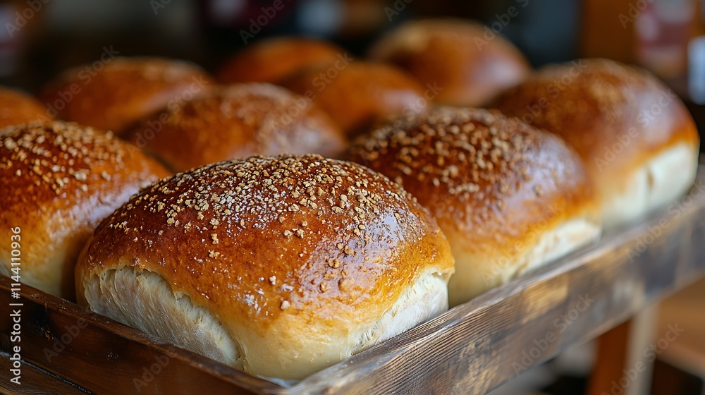 Freshly baked golden bread rolls displayed close up photo. AI Generated Freshly baked golden bread rolls displayed close up photo. AI Generated