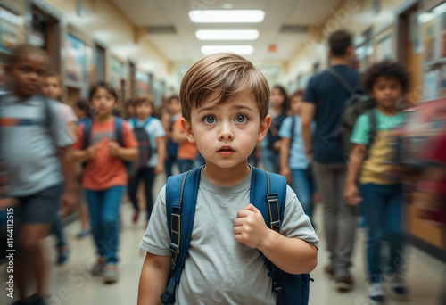 Anxious Boy's First School Day