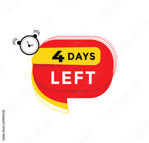 4 days left, sale web banner countdown promo deal timer template. vector illustration design label.