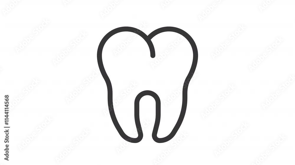 Animated tooth icon. Orthodontics line animation. Showing up, floating. Healthcare medicine, clinical. Black illustration on white background. HD video with alpha channel. Motion graphic Animated tooth icon. Orthodontics line animation. Showing up, floating. Healthcare medicine, clinical. Black illustration on white background. HD video with alpha channel. Motion graphic