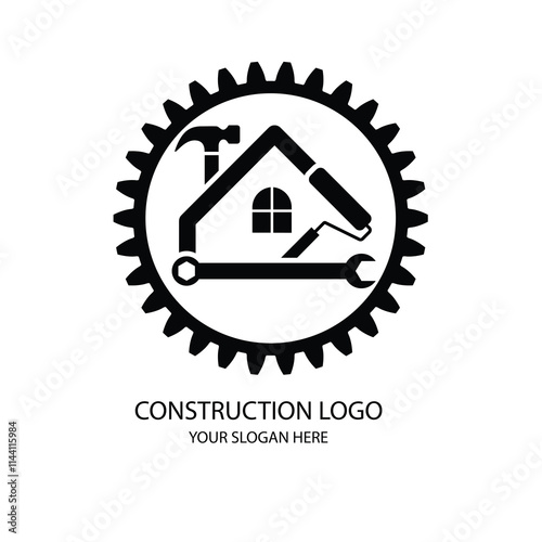 A construction logo with a black color theme conveys strength, authority, and sophistication