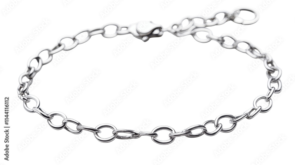 A Delicate Silver Chain Bracelet on a White Background Perfect for Fashion Accessories and Jewelry Promotion.