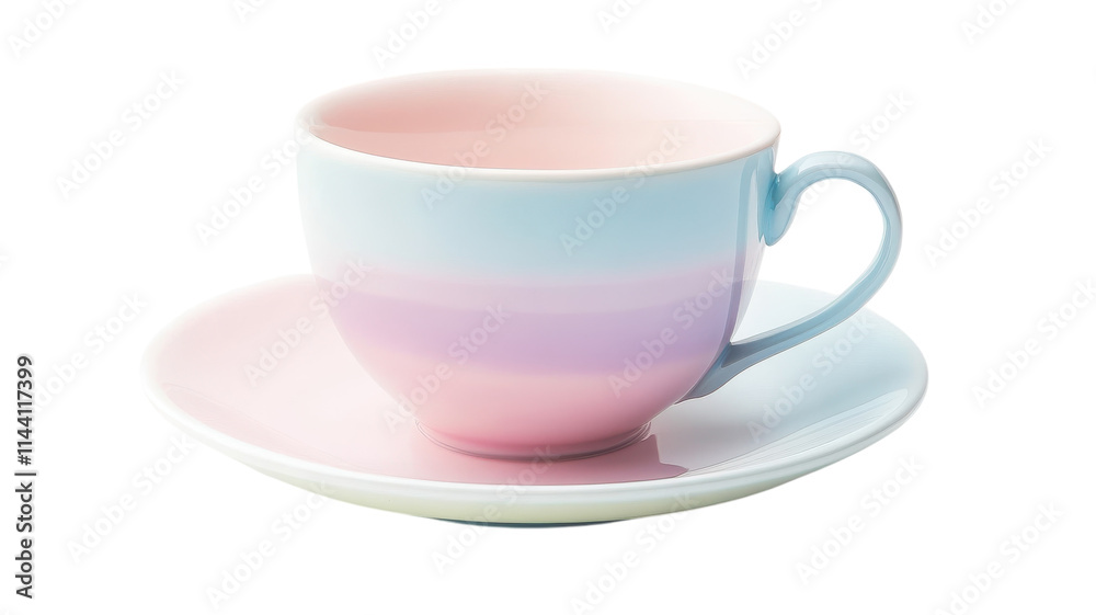 A Delicate Pastel Teacup and Saucer Perfect for Afternoon Tea Settings and Elegant Table Decor. A Delicate Pastel Teacup and Saucer Perfect for Afternoon Tea Settings and Elegant Table Decor.