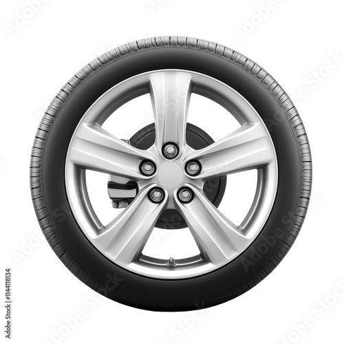 Isolated Car Wheel on White Background for Automotive Design Transparent Background photo