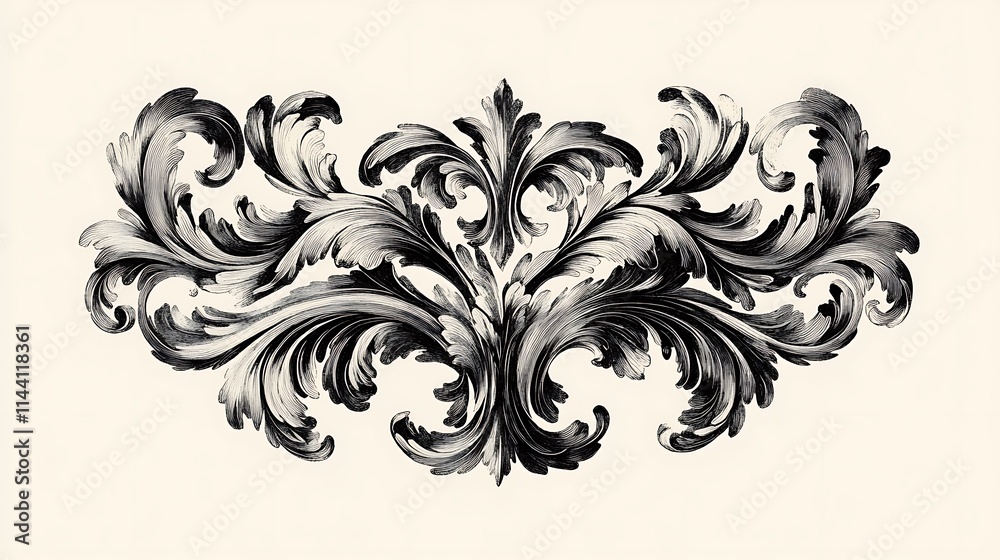 Fototapeta premium Intricately drawn leaves on light background hand-drawn sketch art. AI Generated