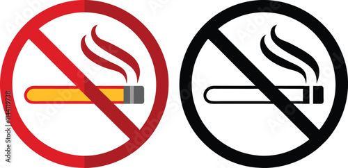 No Smoking Sign Vector Silhouette Simple Design for Health Awareness