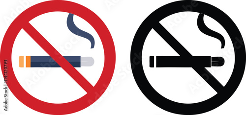 No Smoking Sign Vector Silhouette Simple Design for Health Awareness