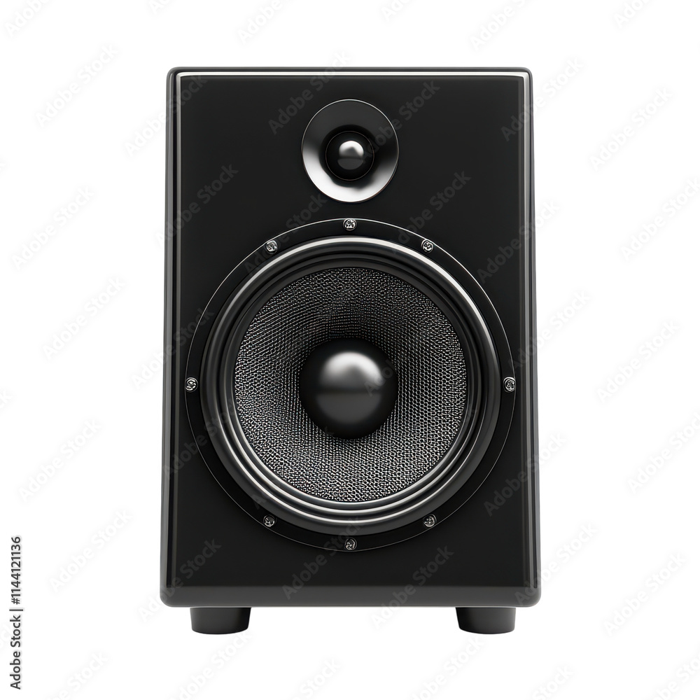 Modern Black Audio Speaker Isolated on White Background for Technology Promotion Transparent Background Modern Black Audio Speaker Isolated on White Background for Technology Promotion Transparent Background