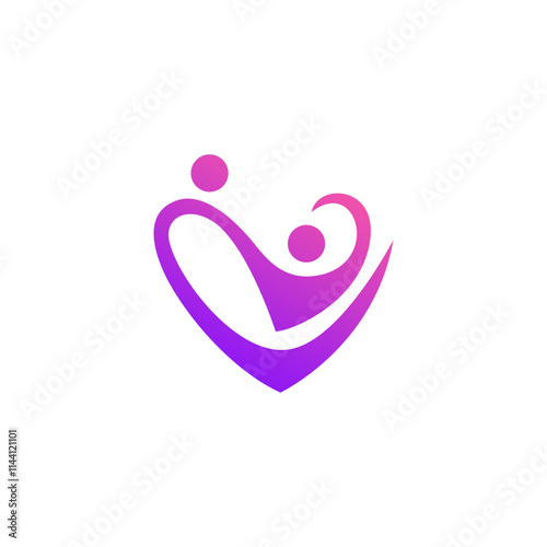 people and heart shape icon. Vector logo template. love mom logo