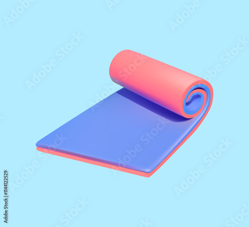 3D Rolled Yoga Mat in Pink and Blue