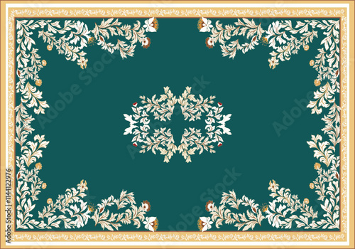 Persian rug original Design Oreintal Flora Damasks embroidery, Persian style. art ornament print.Design for carpet, cover.wallpaper, wrapping, fabric, clothing, tribal vector texture.