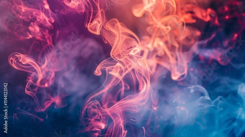 Vibrant smoke in dynamic red and blue hues on dark background