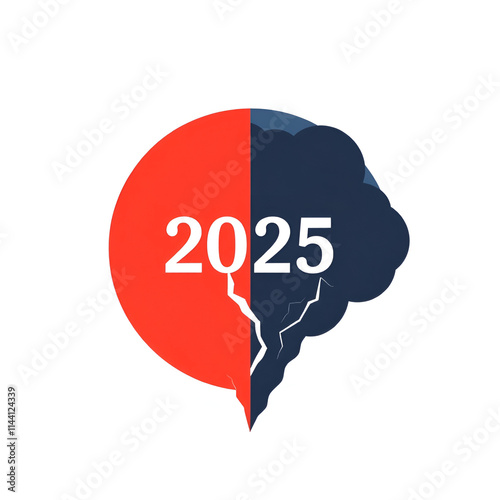 A simple 2025 modern flat design image depicting intense dramatic weather, featuring two-dimensional shapes, stormy skies, and high tension.jpg