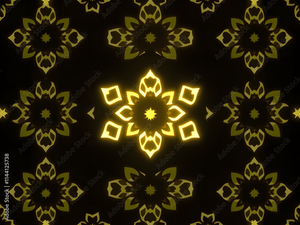 Snowflakes on black background seamless islamic pattern design Snowflakes on black background seamless islamic pattern design