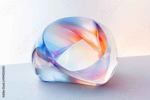 Glass shape with colorful refraction effect light.