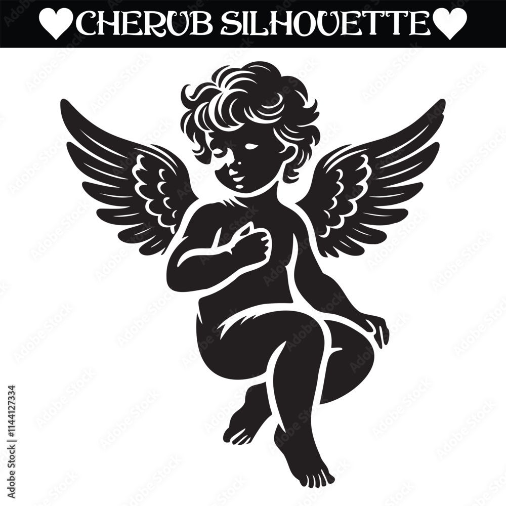 Fototapeta premium Cherub silhouette vector illustration design. eps 10