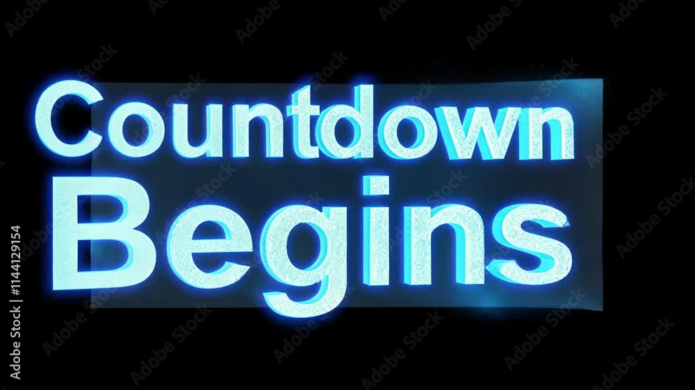Countdown begins Text, Sans-serif Font on Blue Background Countdown begins Text, Sans-serif Font on Blue Background