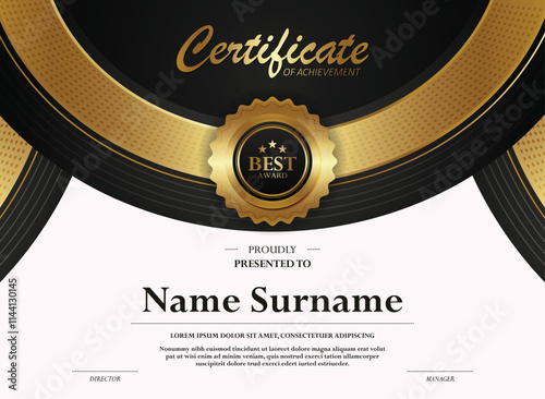 Dark gold achievement certificate design