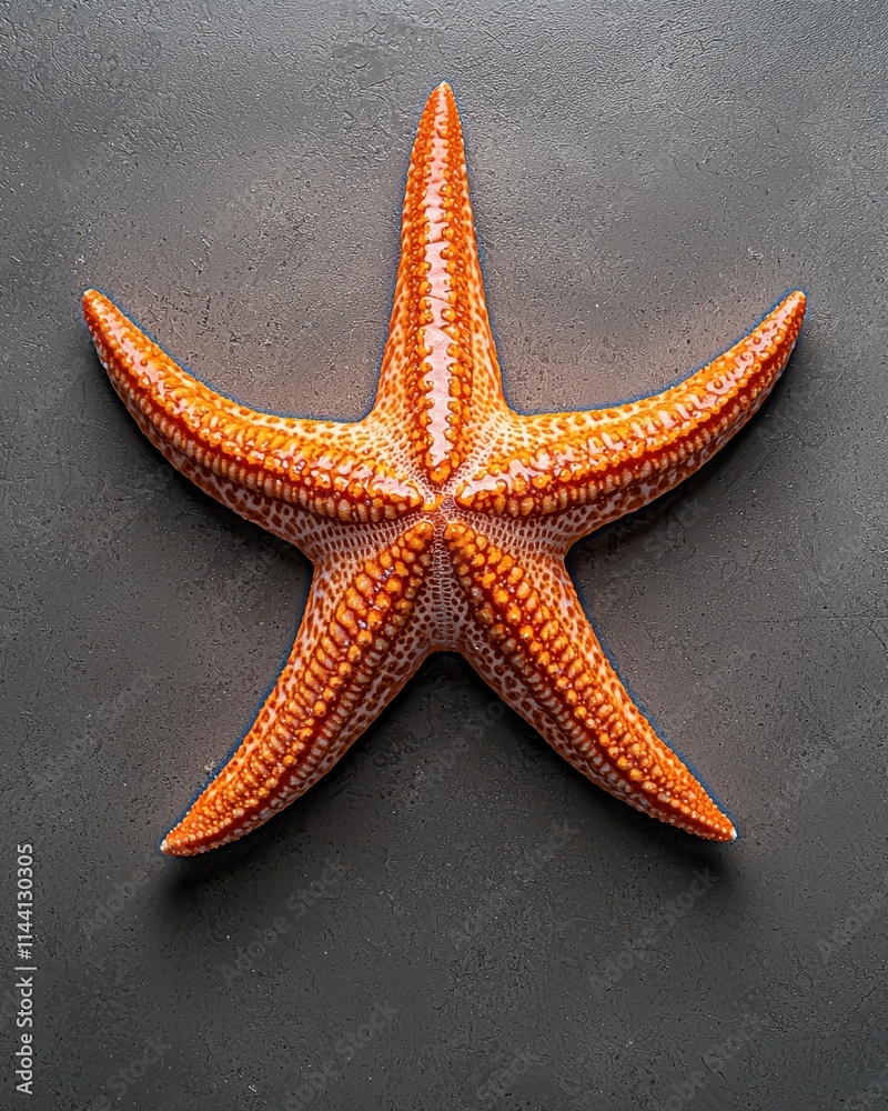Vibrant Orange Starfish on Dark Background for Ocean Themed Projects Vibrant Orange Starfish on Dark Background for Ocean Themed Projects