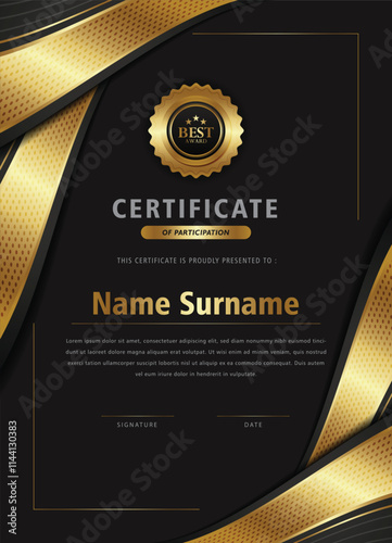 Dark gold achievement certificate design