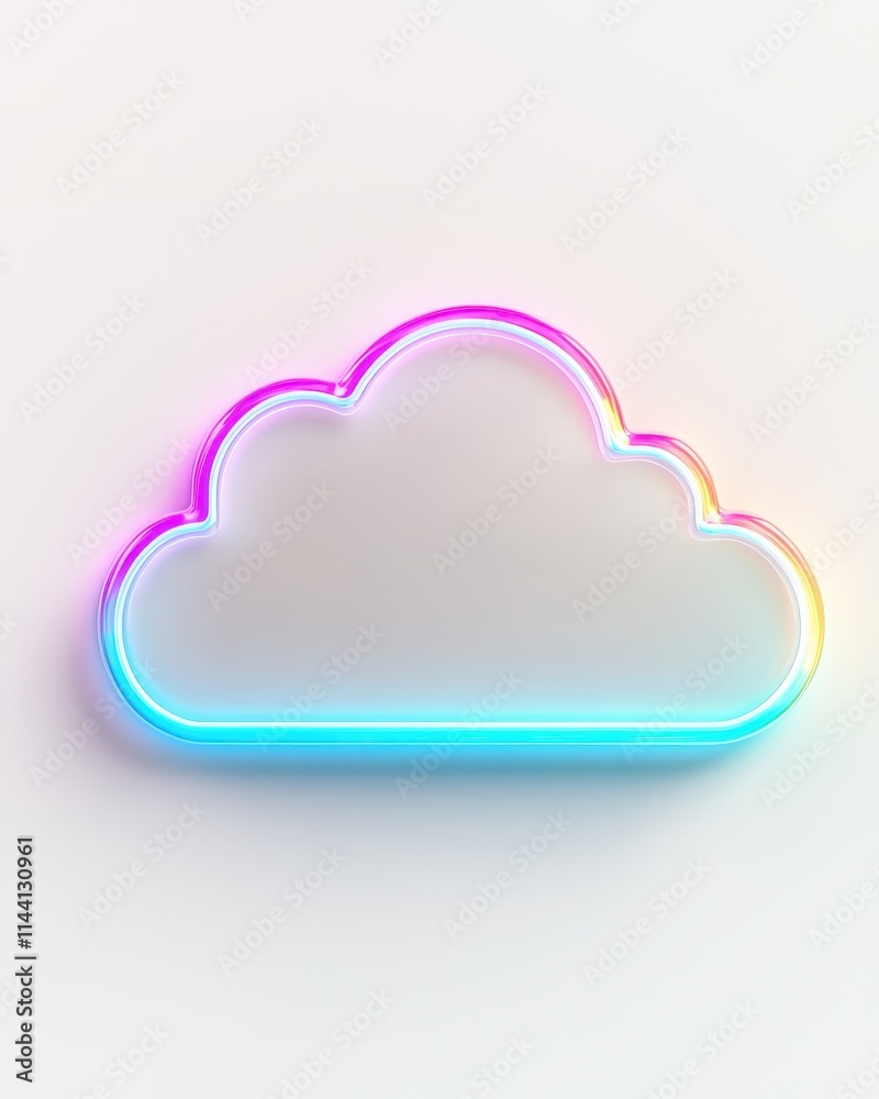 Colorful Neon Cloud Icon with Gradient Effects on Light Background Colorful Neon Cloud Icon with Gradient Effects on Light Background