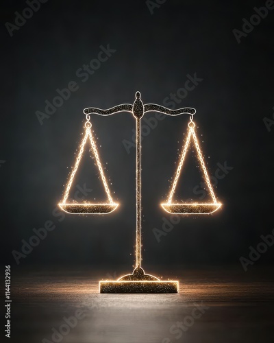 Illuminated Scale of Justice Symbolizing Fairness and Balance