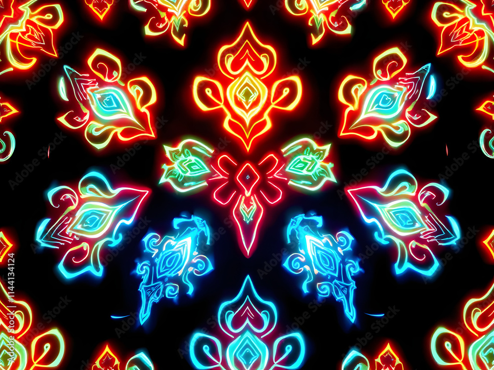 Fototapeta premium Colorful Abstract Floral Design with Decorative Elements and Holiday Vibes