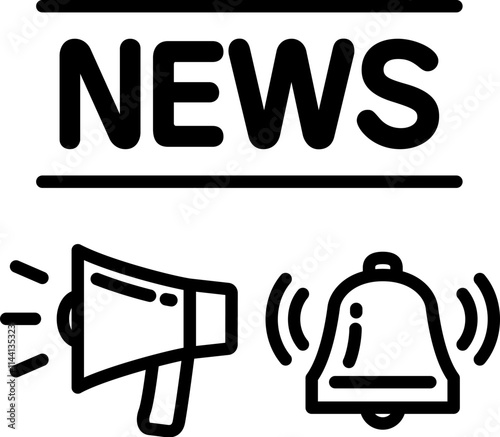 NEWSの文字とメガホンとベルのマーク