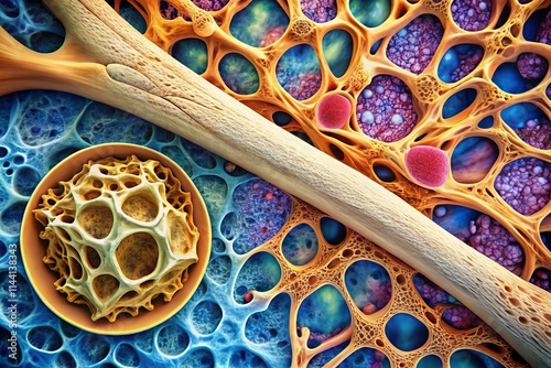 Bisphosphonates Bone Health: Microscopic View of Bone Density Before & After Treatment photo