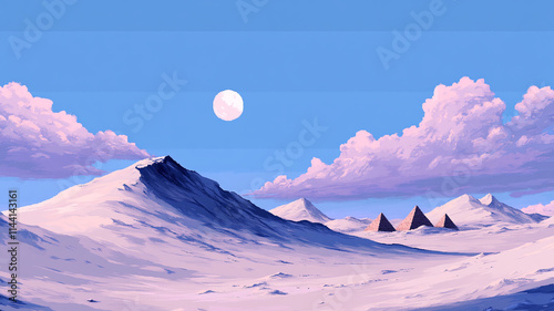8-bit pixel art desert landscape at sunset, retro video game atmosphere with blocky, vibrant colors