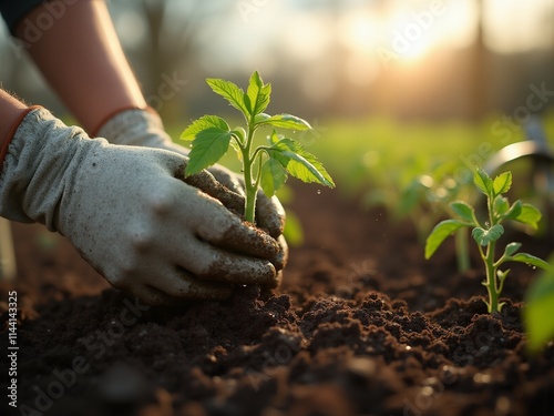 Gardening with plant seedlings. vegetable garden and plants, growing, in a greenhouse.