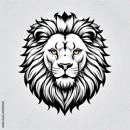 White lion head logo vector illustration photo