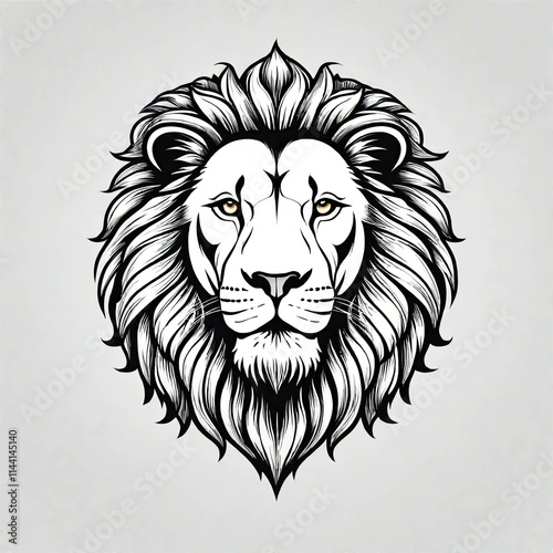 White lion head logo vector illustration photo