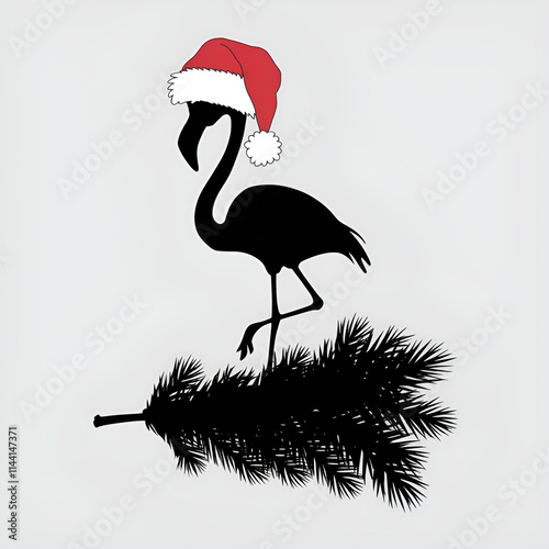 Flamingo with christmas icon