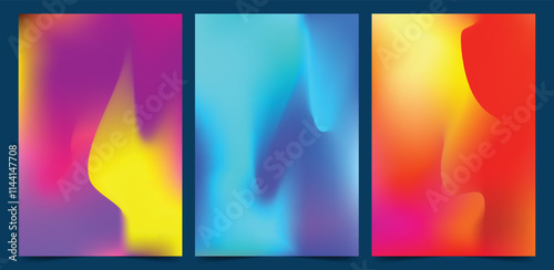 Abstract liquid background set. Gradient mesh. Effect bright color blend. Blurred colored abstract background. Colorful gradient. Rainbow backdrop.